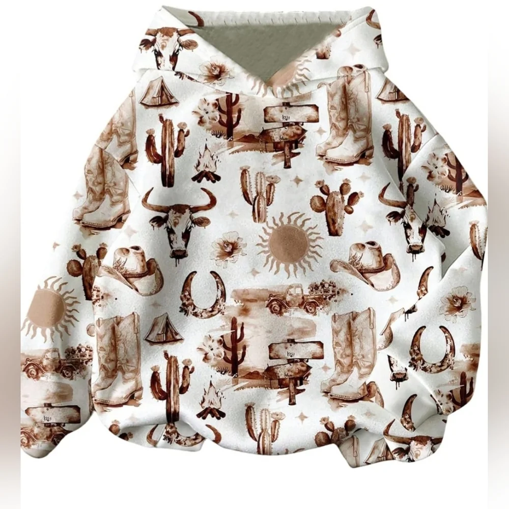 RoseSeek Western Graphic Hoodie Cowgirl Print 2026 New Size Large - Picture 1 of 2